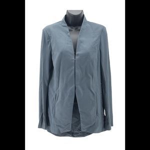 WynneLayers Luxe Crepe Collarless Blazer Dark Slate - Petite